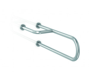 Grab bar with left support stainless steel polished